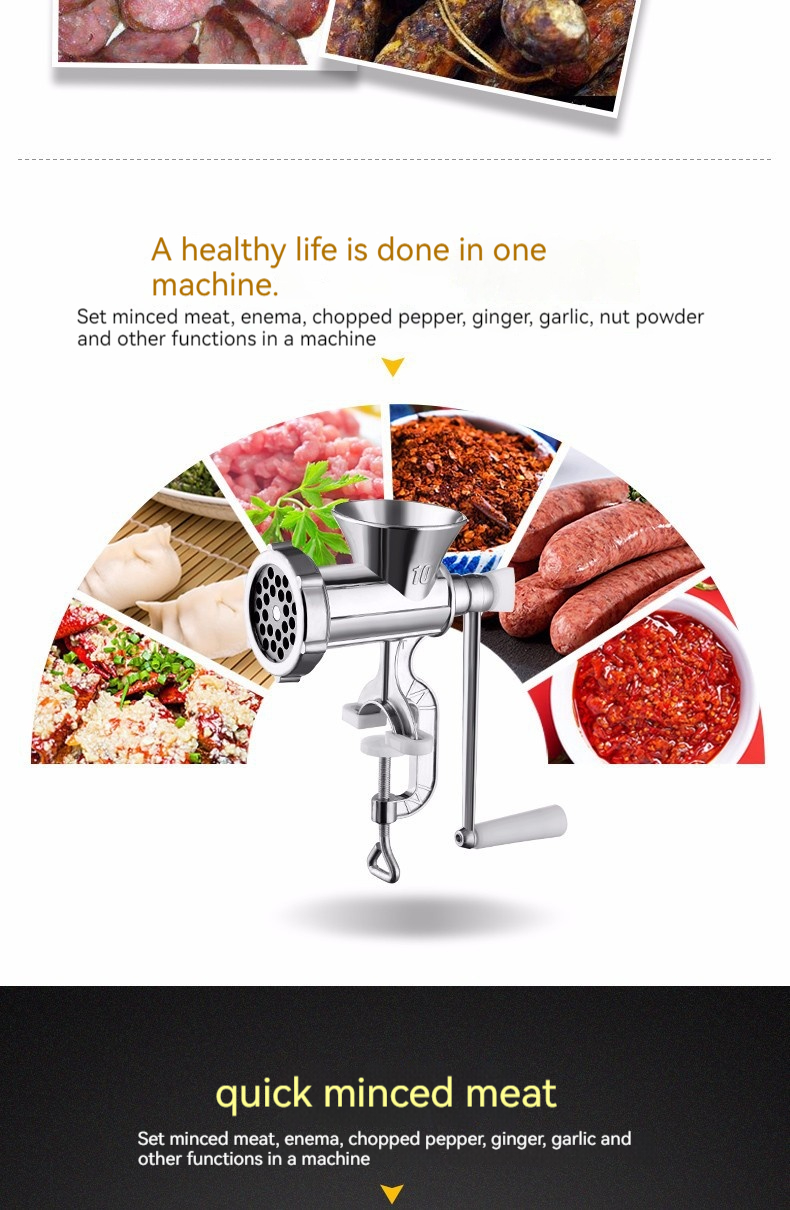 Description Picture 4 of itemHousehold Hand-cranked Sausage Machine Meat Grinder Dumpling Stuffing Vegetable Mince Meat Grinder Homemade Sausage Machine