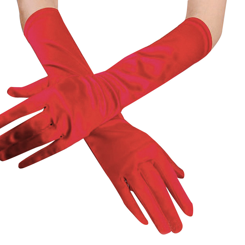 satin red gloves