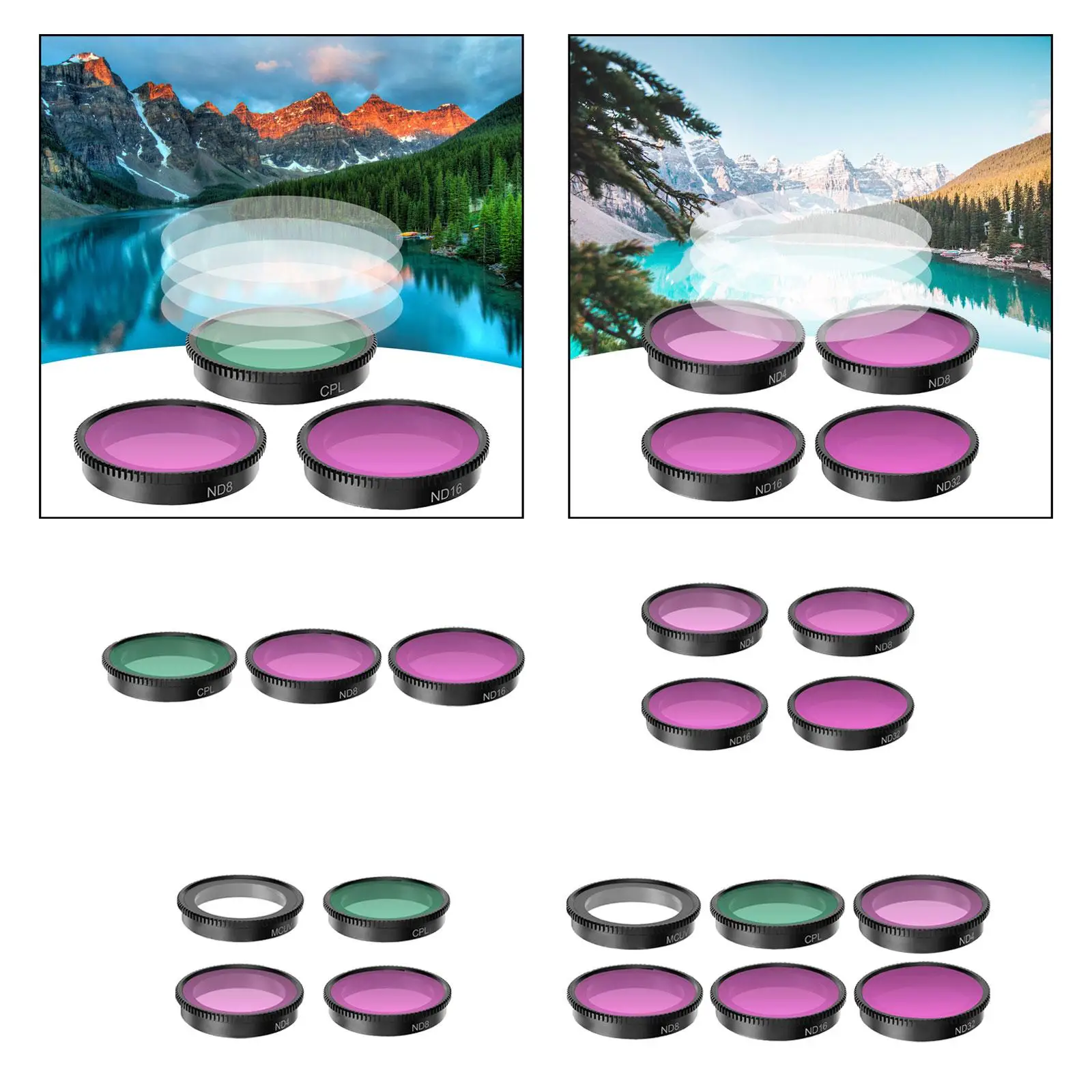 Lens Filter Set Lightweight Thread Installation Professional Aluminum Alloy Glass High Brightness for Go 3/2 Camera Attachments