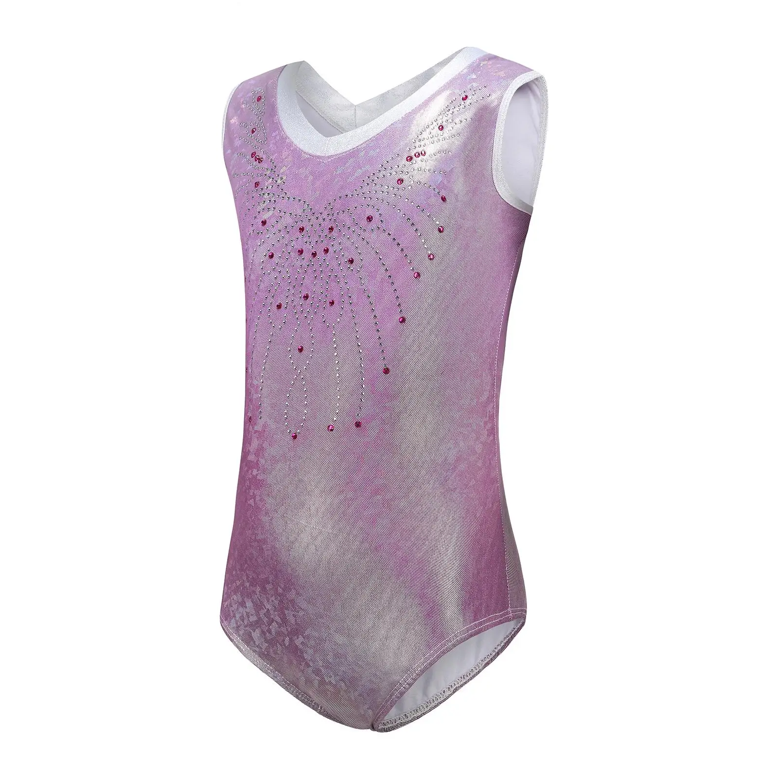 Girls Gymnastics Leotard Athletic Costume Elastic Dancewear Sparkly Jumpsuit