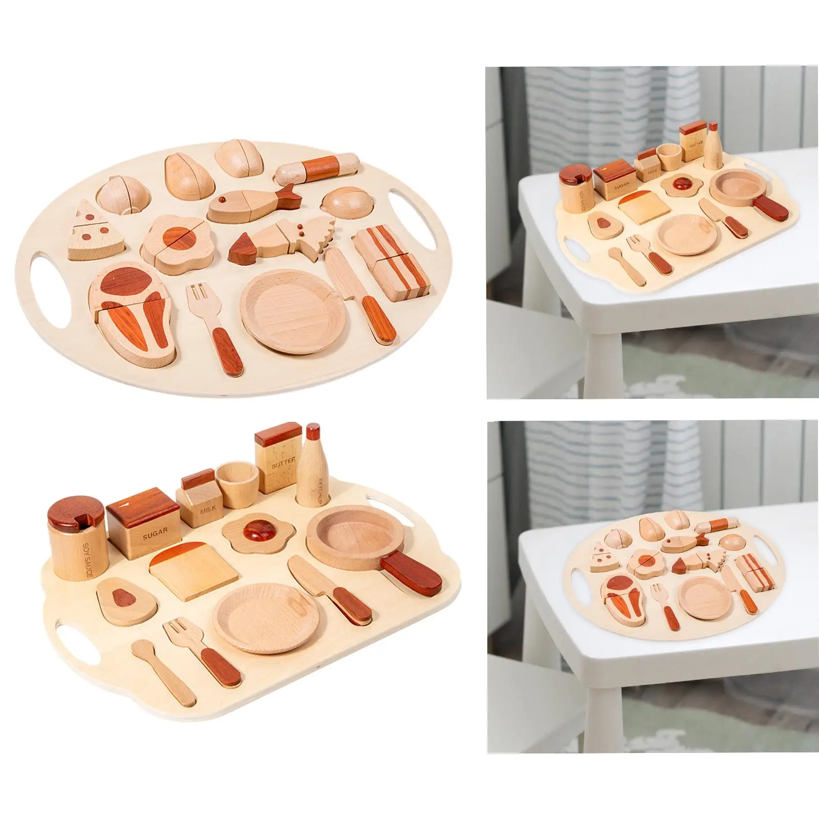 15x Kitchen Accessories Pretend Play Realistic Wood Cutting Fruits Toys