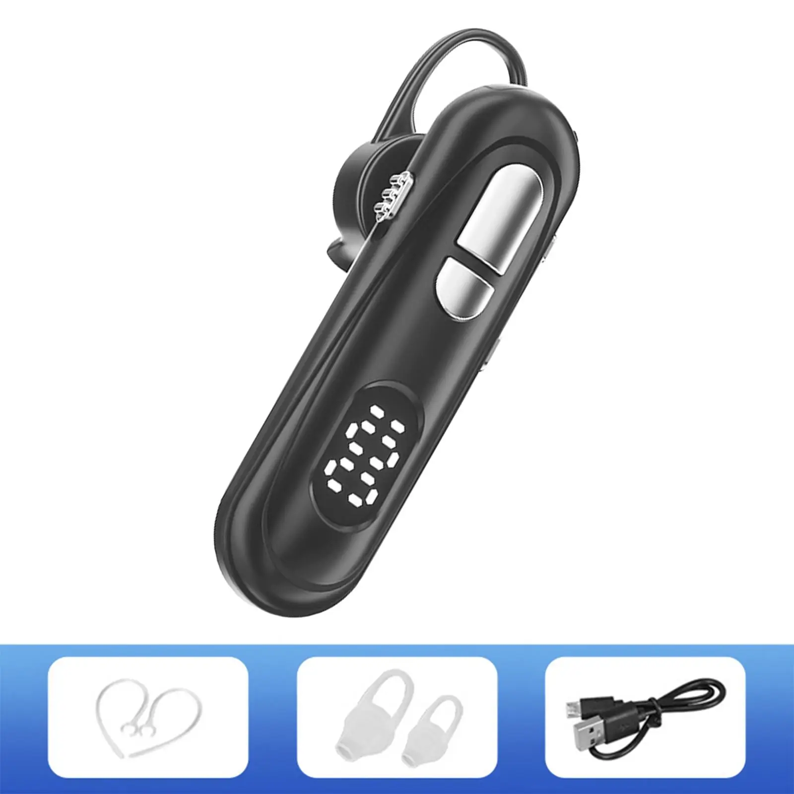 Wireless Bluetooth Earphone V5.1 Multifunctional Digital Capacity Display Handsfree Noise Cancelling Earbuds Earpiece for Office
