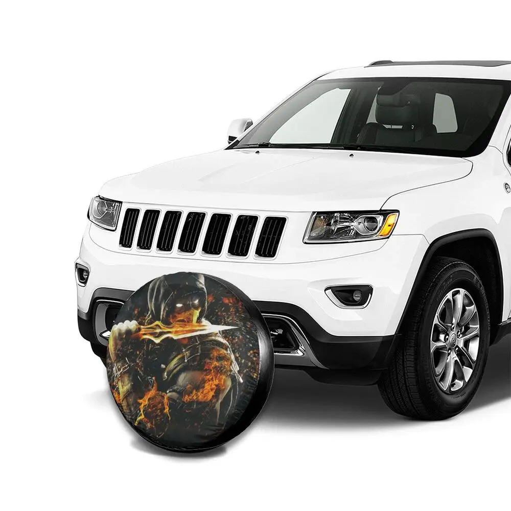 Fire In The Dark Spare Tire Cover Case Bag for Jeep Honda Sub Zero Mortal Kombat Car Wheel Protectors Accessories 14" 15" 16" 17 car sun shade cover