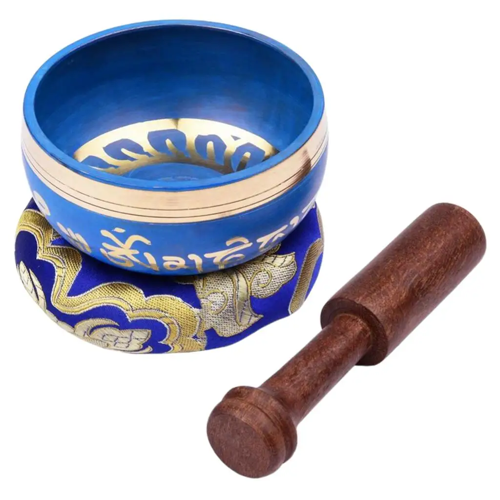 Tibetan Basin Copper Bowl with Wooden Striker & Cushion Low Frequency Sound Deep Singing Bowl for Mindfulness Music Therapy Yoga