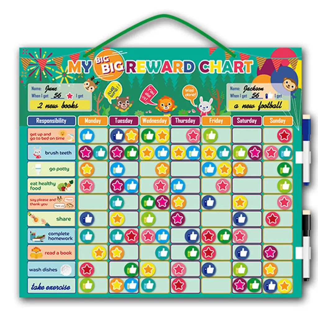 Reusable Kids Magnetic Rewards Chart Weekly Planner Behavior Responsibility Living Habits Home for Kids