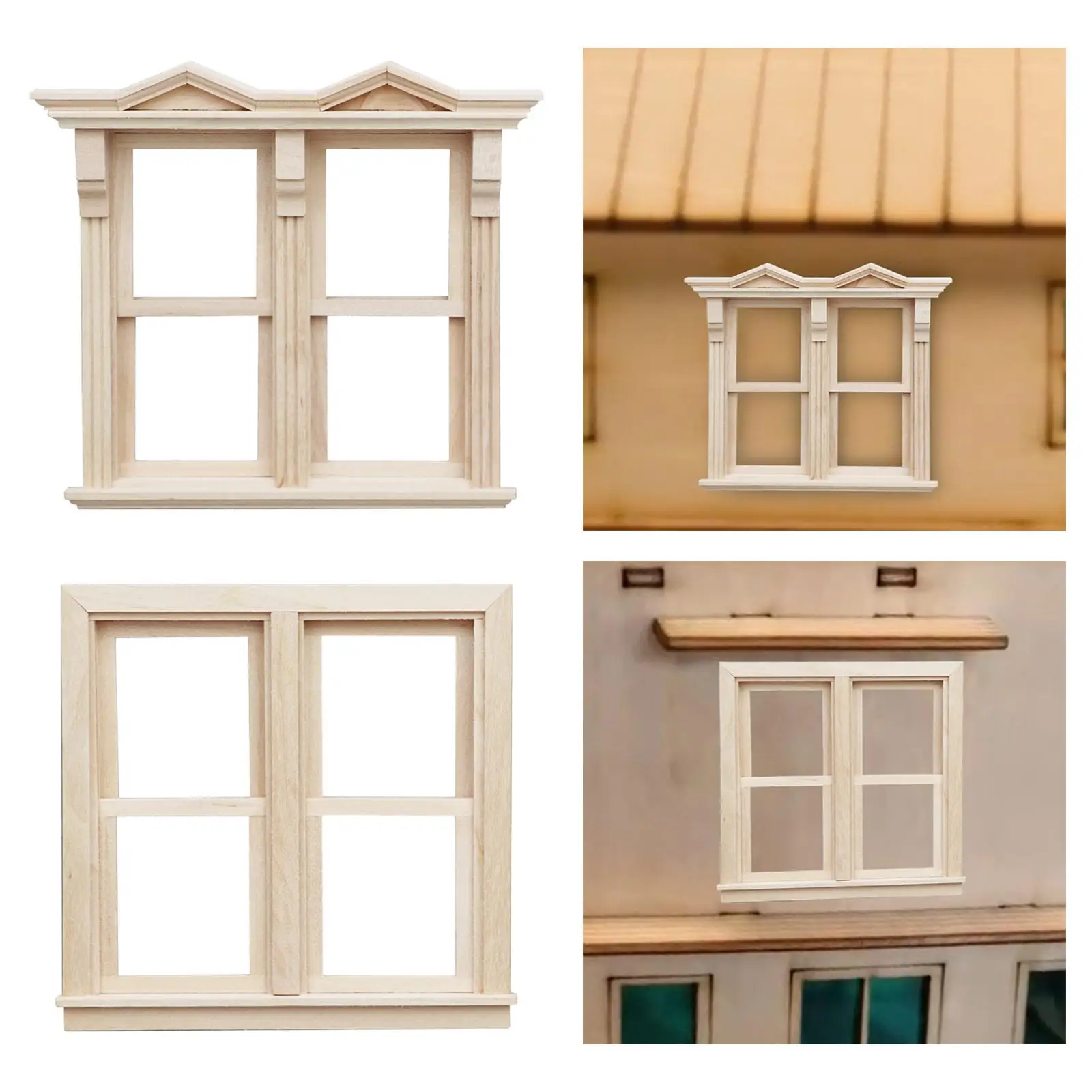 Dollhouse Windows Dollhouse Miniature Wooden Window for Living Room Bedroom