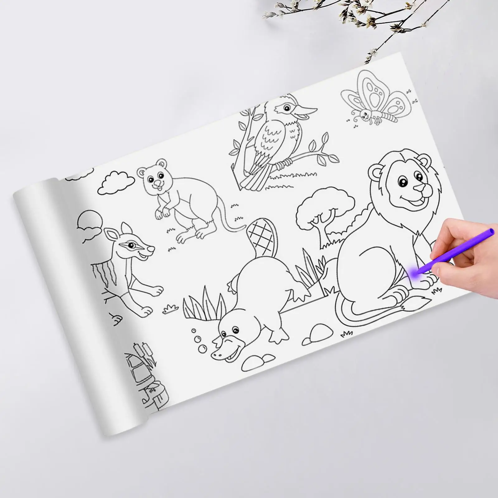 Portable Children Colouring Roll Essential Art Acrylic Paint Coloring Book Paper Theme Scene Coloring Painting Paper for Adults