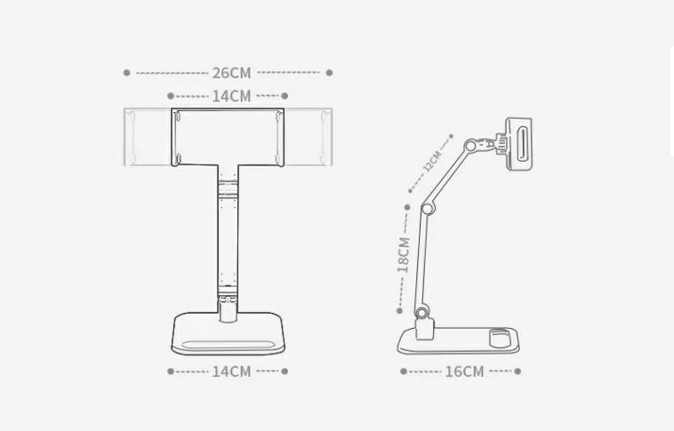 sem perfuração, jogos portáteis ajustáveis, expansível Desktop Clamp Stand, Vesa Phone