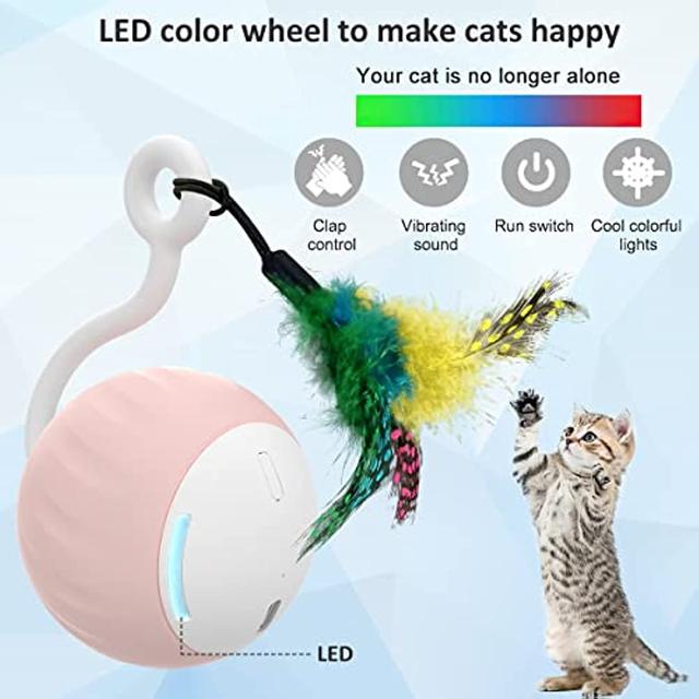 CAUYDY Interactive Cat Ball Toy, Smart Automatic Moving Dog Cat Balls 2025 New Cat Toys For Bored Indoor Cats Usb Rechargeable