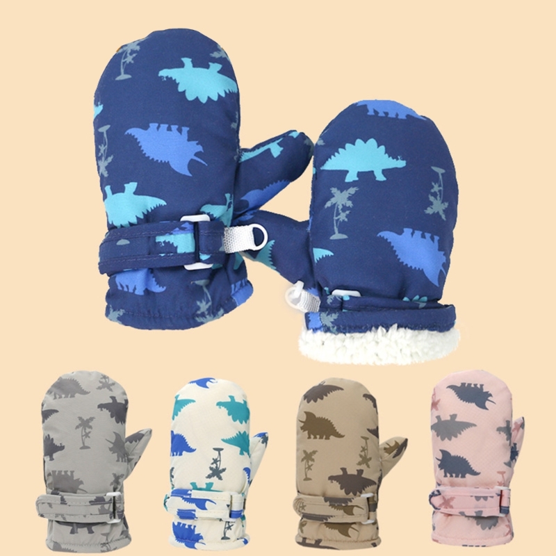 Rutschfeste und winddichte Kinder-Skihandschuhe, Cartoon-Dinosaurier-Fäustlinge, schnell trocknende Winter-Outdoor-Handschuhe – Detail 16