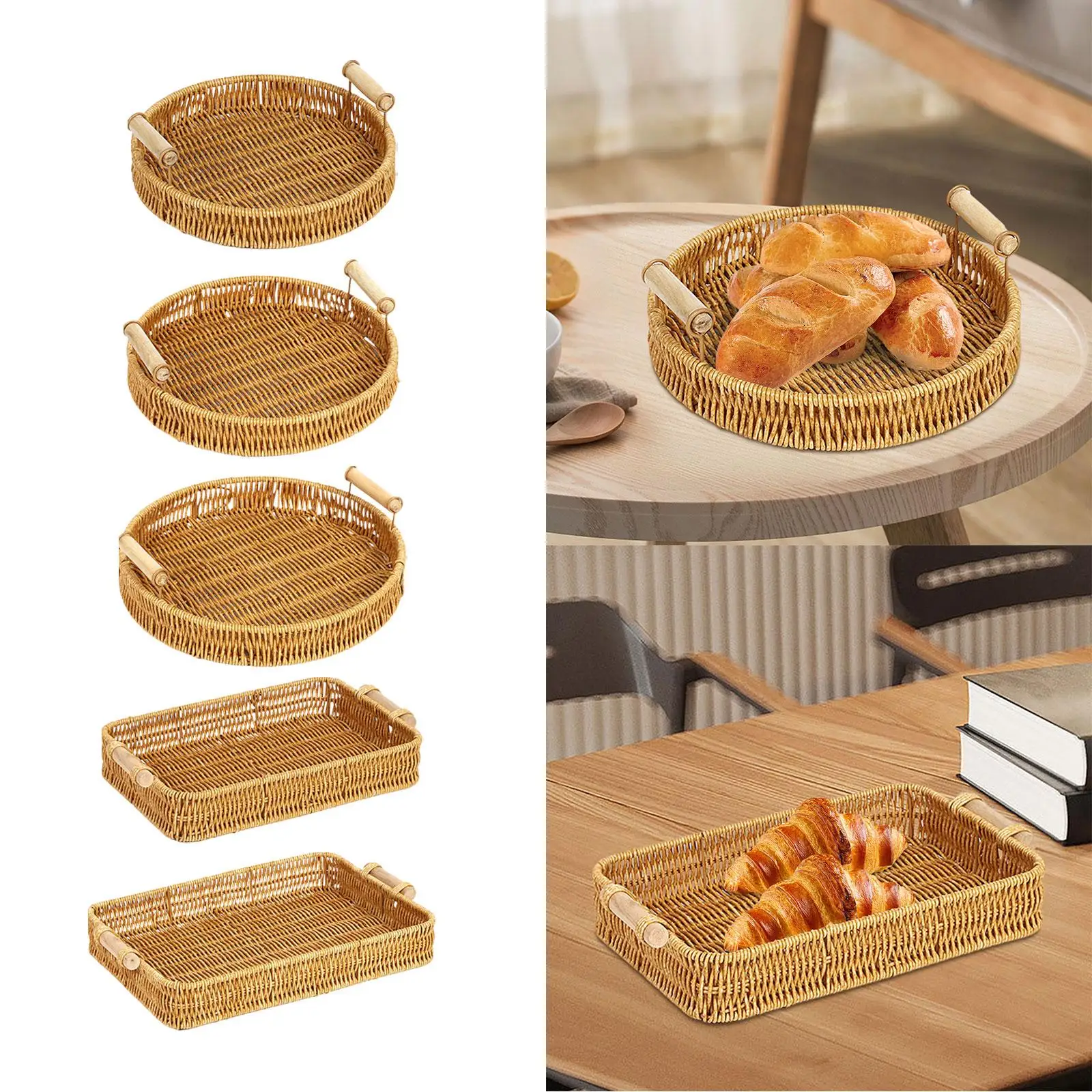 Food Serving Baskets Coffee Table Decor Snack Serving Bowl Food Organizer Tray for Camping Bedroom Party Living Room Picnic
