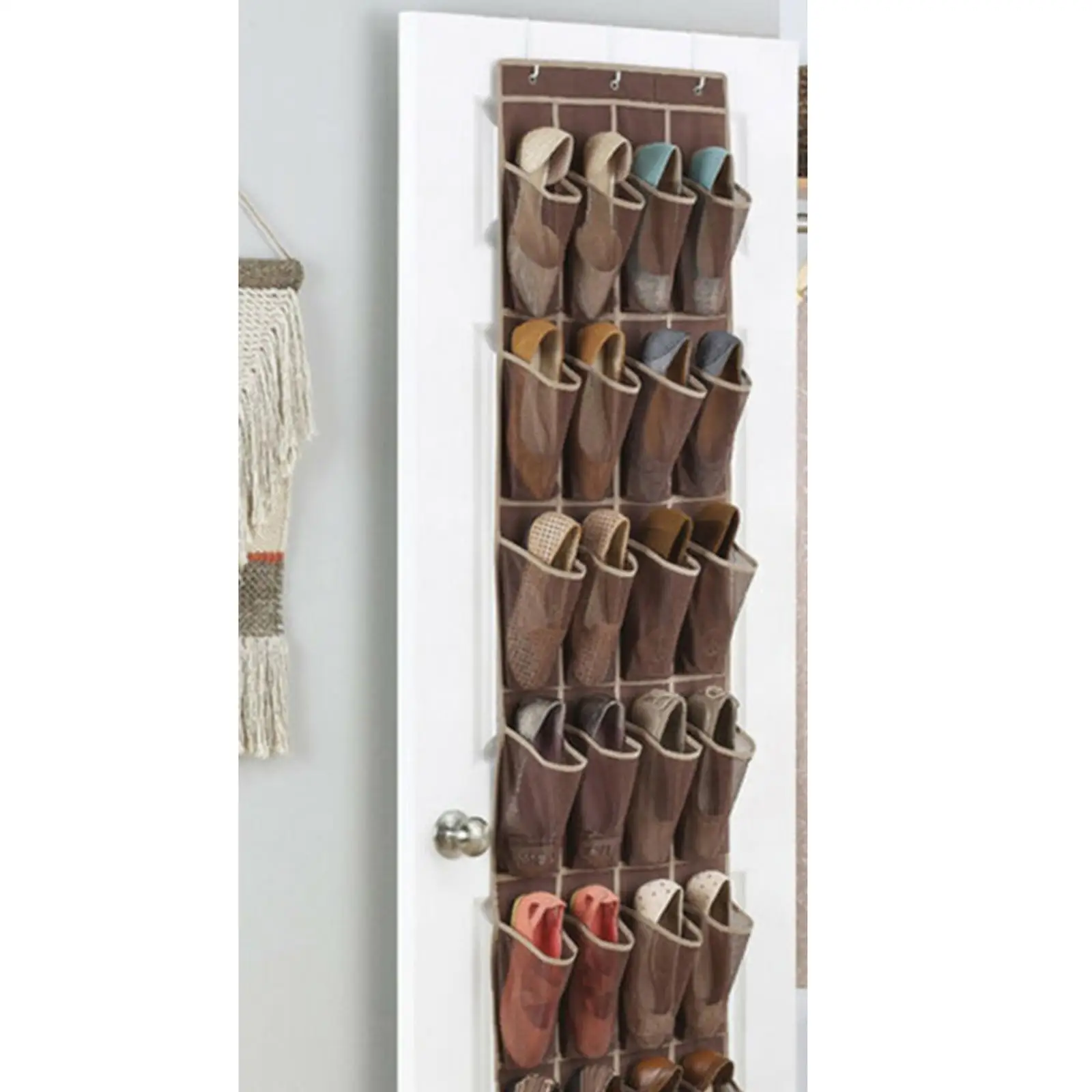 Over The Door Hanging Shoe Storage Rack Holder Hanger 24 Pockets for Closet Bedroom ,146x44cm Durable Space Saving Versatile