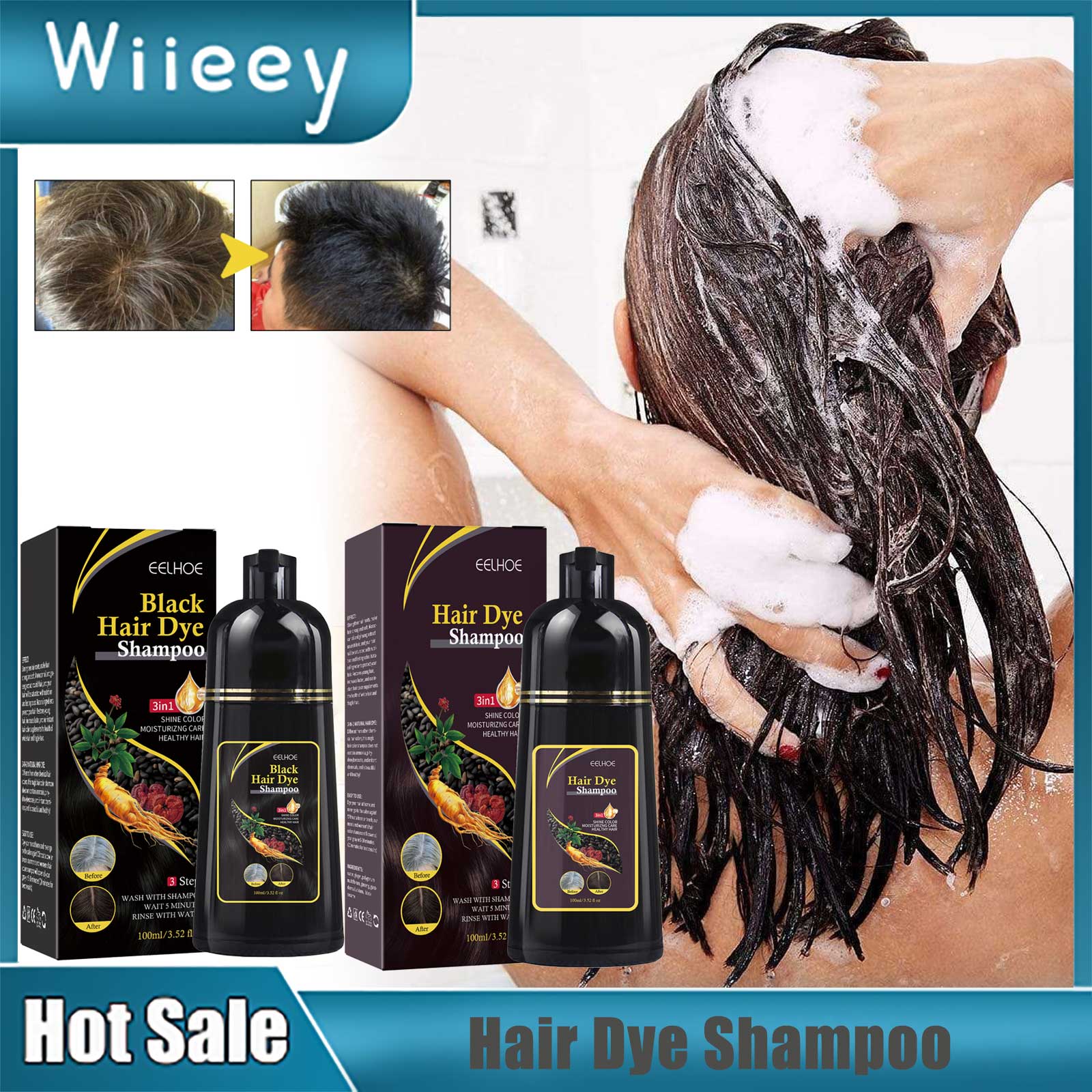 Best of Hair Dye Shampoo Hair Color Darkening Care Nourishing Shiny Covering Gray Clean Scalp Natural Polygonum Black Hair Dye Shampoo Reviews & Tips