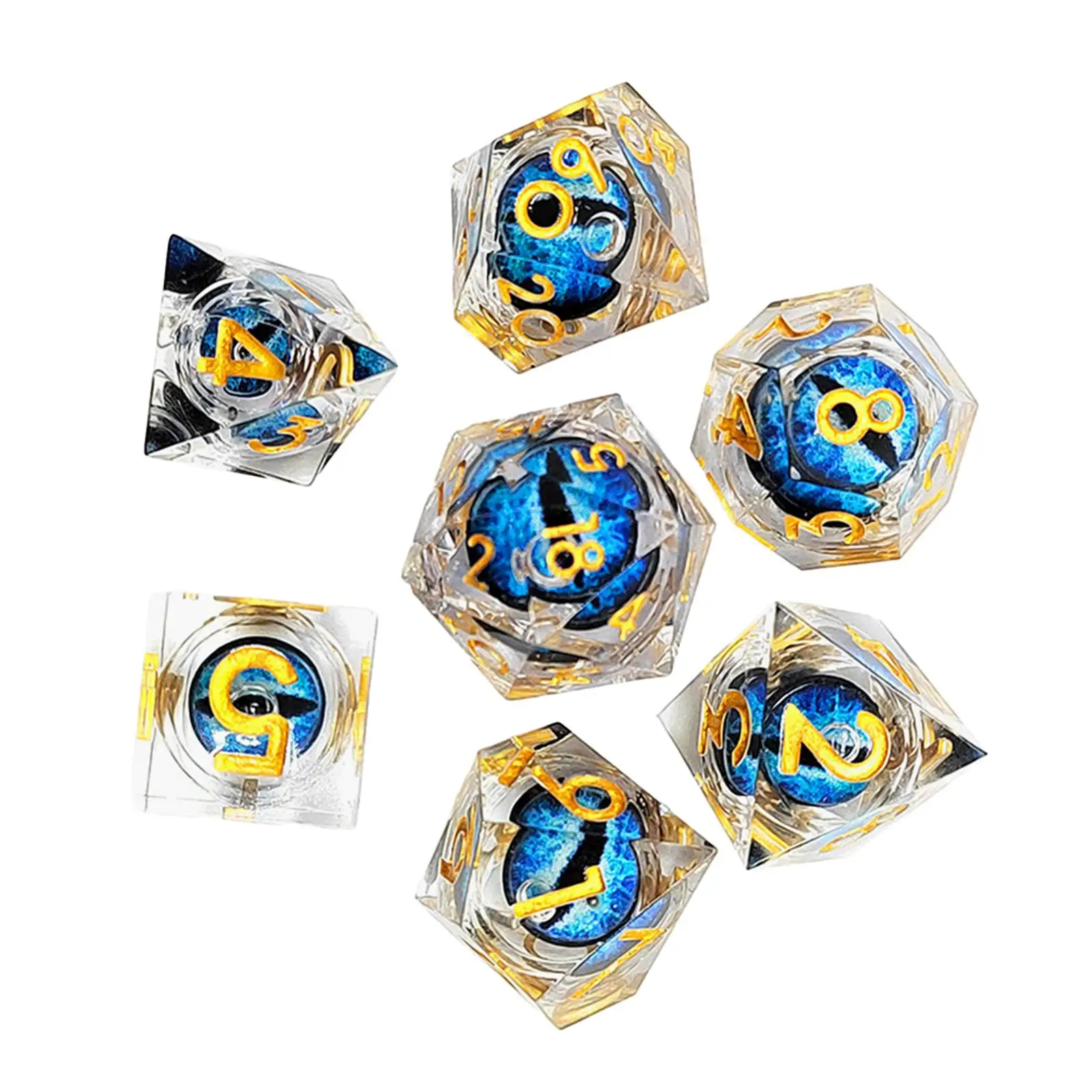 Resin Polyhedral Eye Dice 7Pcs Set Portable Exquisite Workmanship Reusable Versatile Accessories for Dice Collecting