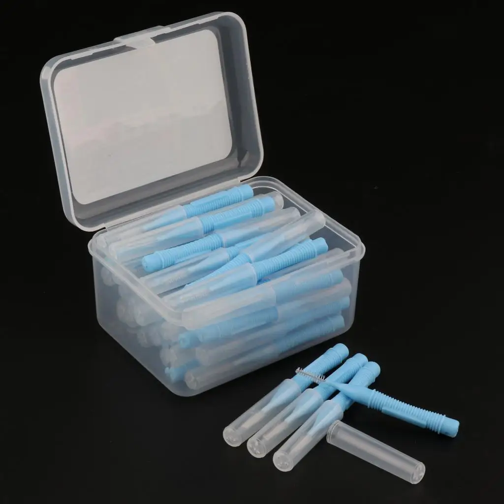 40 Pack Oral Dental Interdental Brush Plastic Tooth Pick Flosser Stick with Case