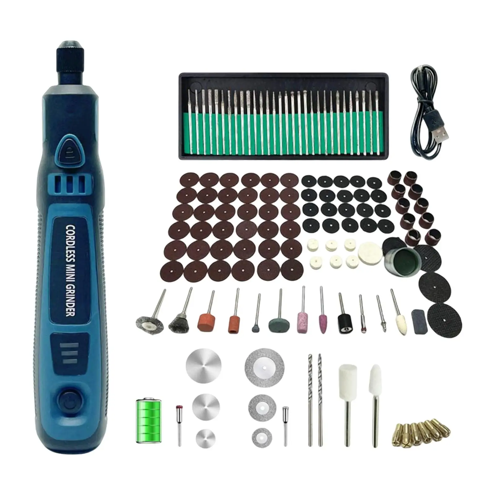 Portable Grinder Kit with Accessories 3 Speeds USB Rechargable for Drilling Sanding