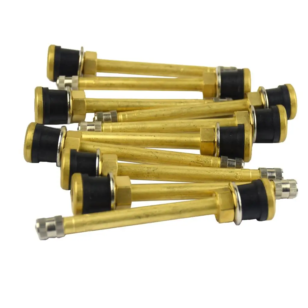 10 Pk TR572C / STRAIGHT Brass Truck Tire Valve Stem Wheels for .625