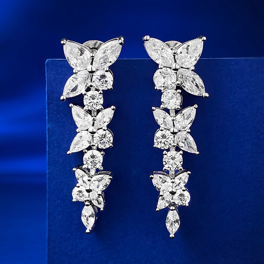 PuBang Edlen Schmuck Solide 925 Sterling Silber Marquise Cut Erstellt Moissanit Tropfen Ohrringe für Frauen Hochzeit Geschenk Großhandel – Detail 2