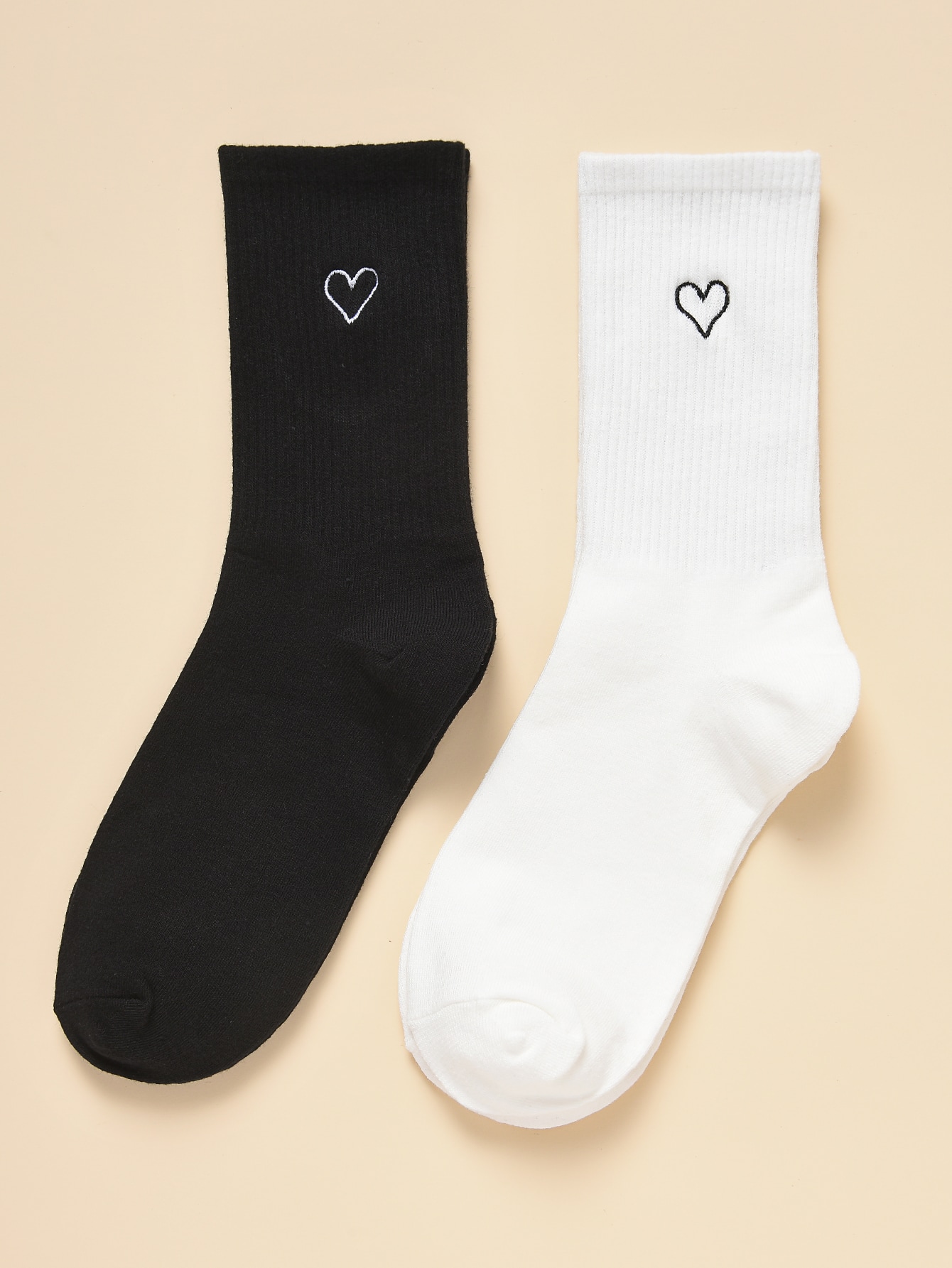 Title 1, 2 Pairs Middle Tube Socks Black and White Socks...