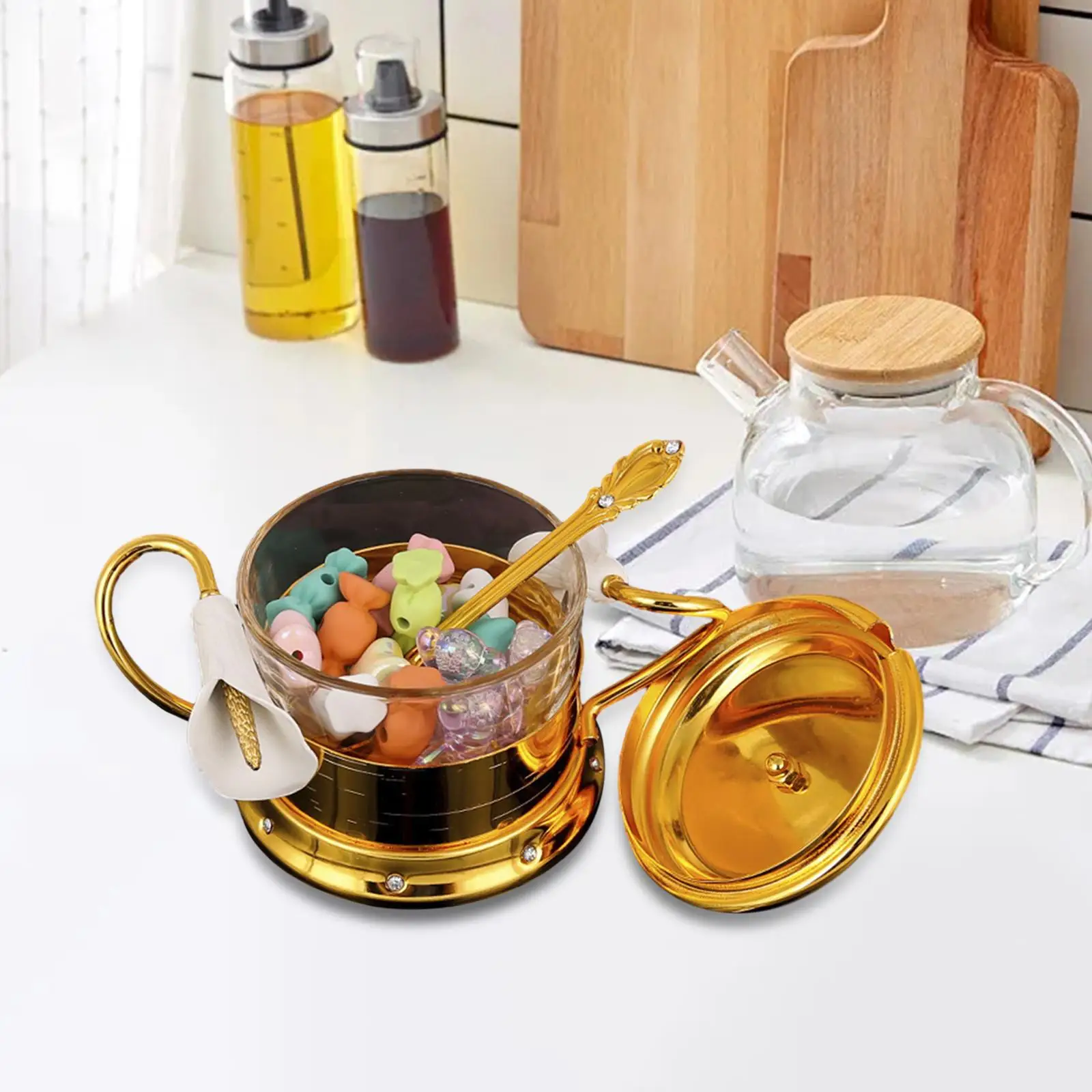 Seasoning Pot Luxury with Lid Seasoning Box for Kitchen Room