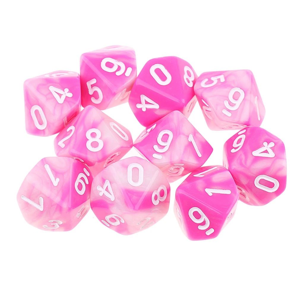 10pcs 10 Sided D10 Colorful Polyhedral Dice Double Color Dice for  RPG  Table Games Board Game Accessory