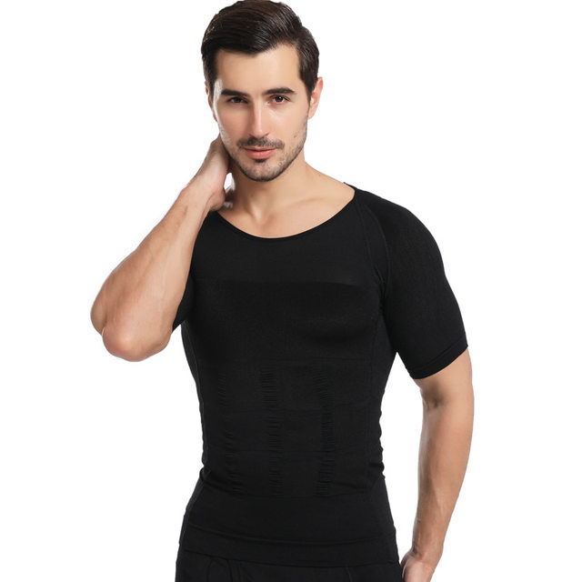 Compression Slimming T-shirt Men Body Shaper Waist Trainer Fitness