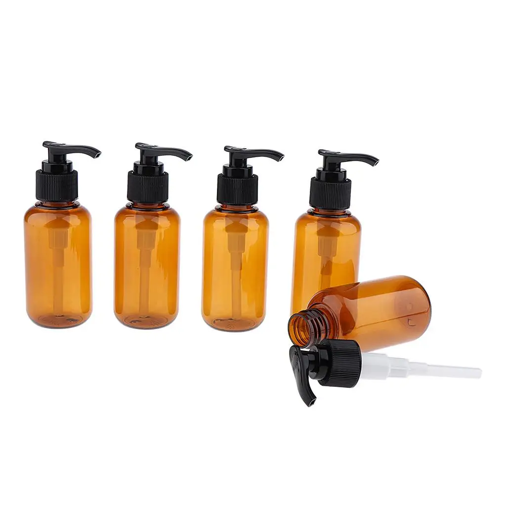 5 x Empty Plastic Pump Bottles, Refillable Bottle for Cooking Sauces, Essential Oils, Lotions, Liquid Soaps or Beauty Products