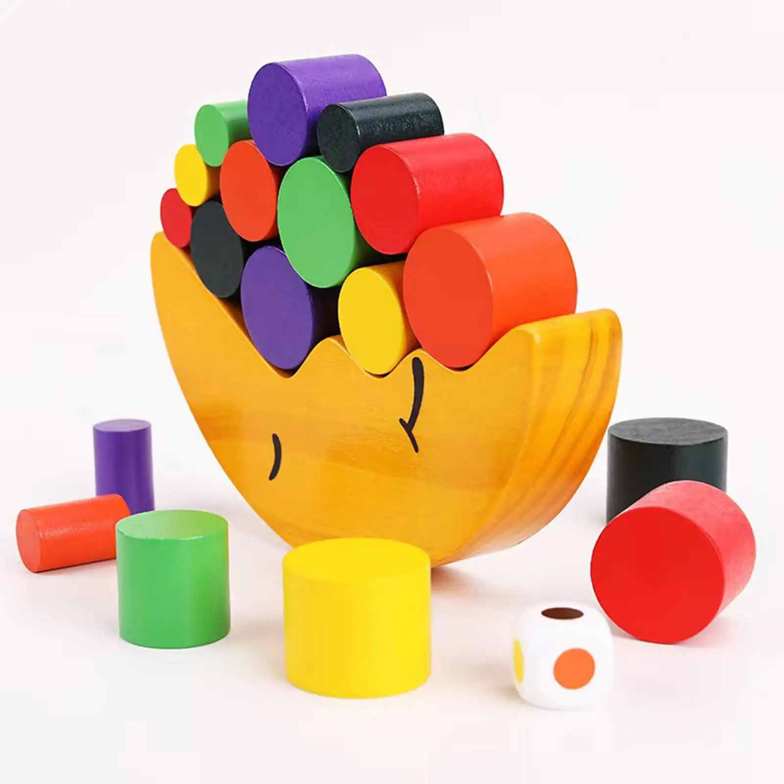 Rainbow Toy Moon Wooden Blocks Early Childhood Moon Equilibrium Game Wooden Rainbow Stacker