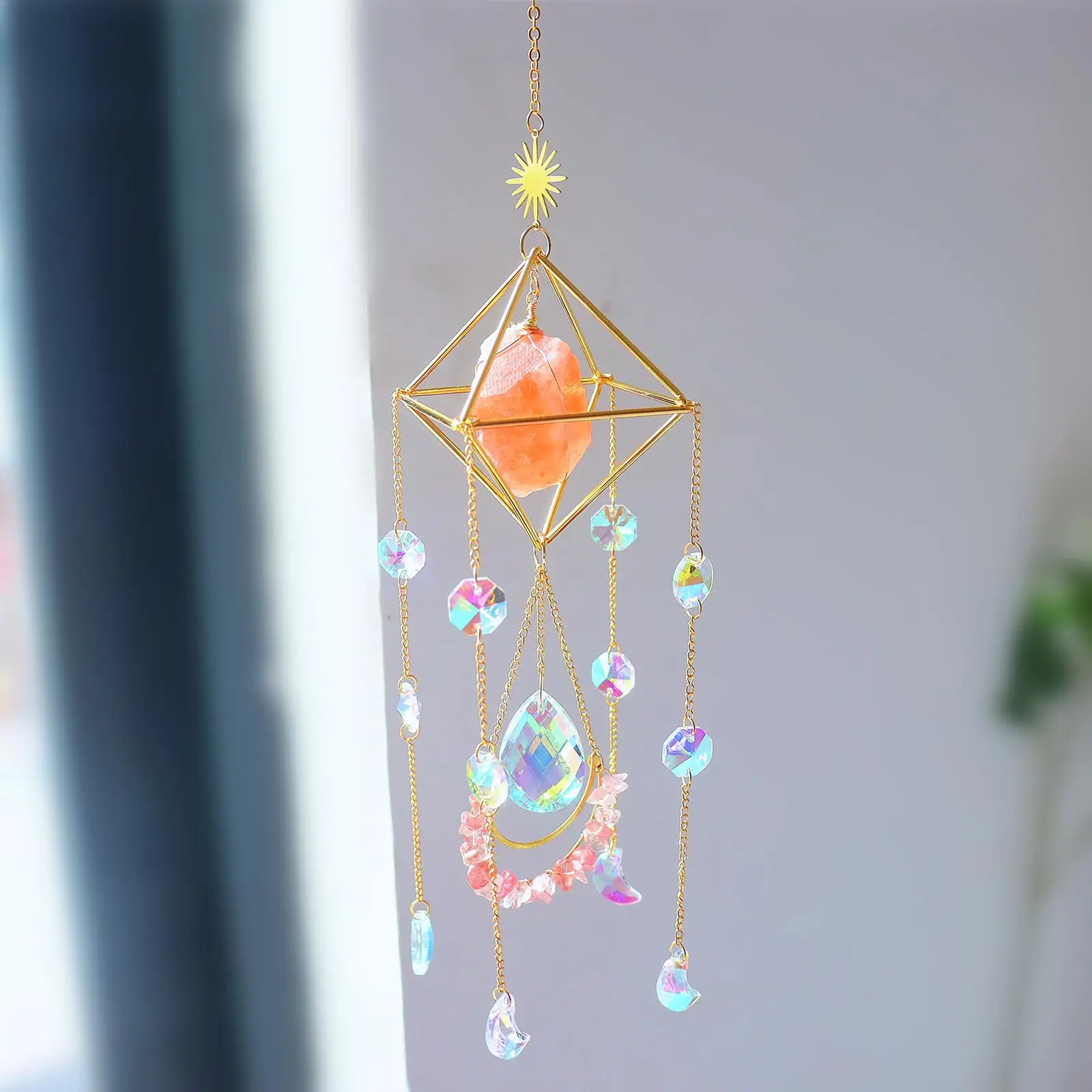 Crystal Wind Chimes Pendant Window Rainbow Maker Prism Ball Balcony Outdoor