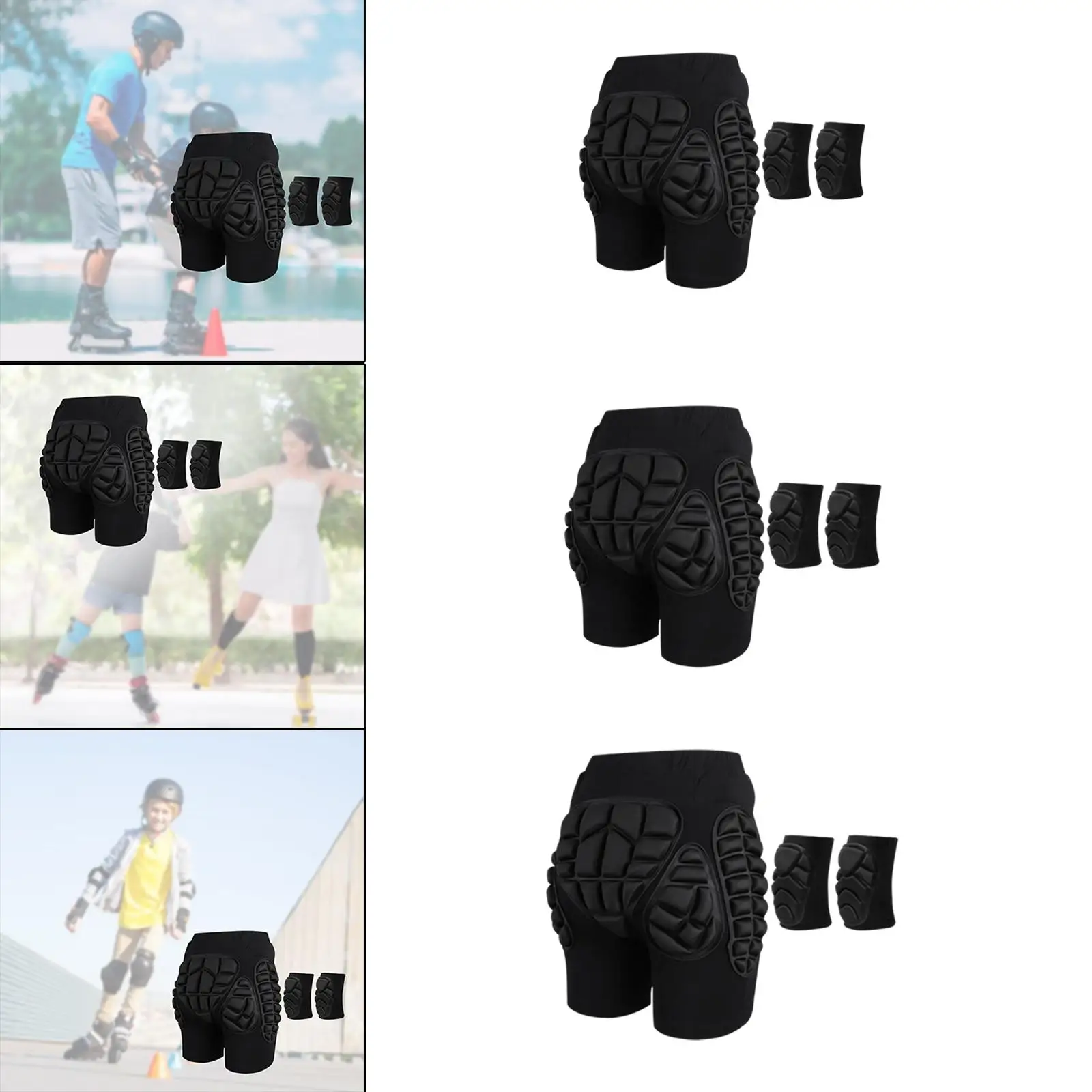 Padded Shorts with 1 Pair Knee Pads Tailbone  Protective Gear  Piece Hip Pad Butt Pad  Pad for Snowboarding