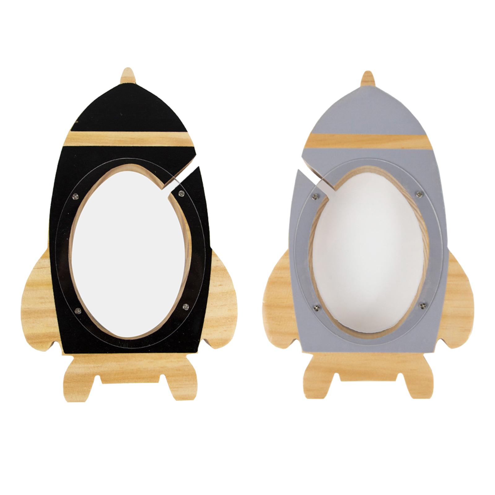 Creative Rocket Shpae Piggy Bank Tabletop Ornaments Home Decoration Moneybox Money Holder for Birthday Gifts Kids Age 3-12