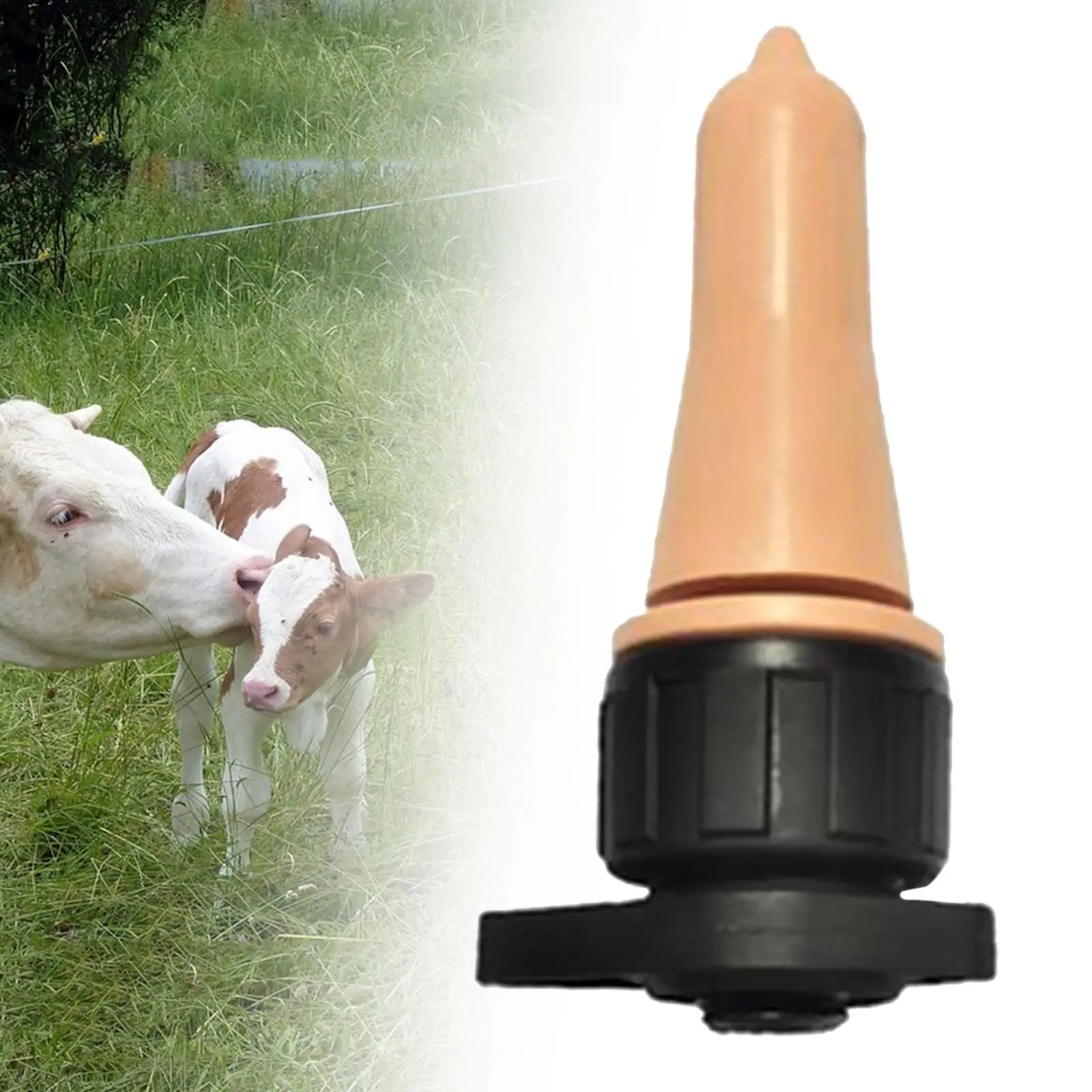 Calf Nipple Peach Teat Soft Rubber Drinking Feeder for Cattle Horse Lamb