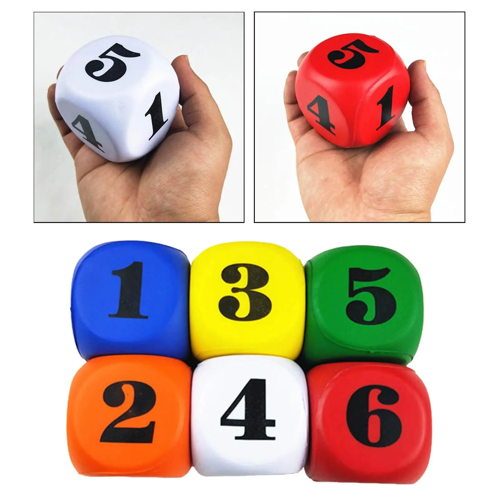 6 Pieces Foam Dice Number Digital Dices Early Math Skills Playing Game Dice Round Corner Square Dice for Ages 3+ Math Games