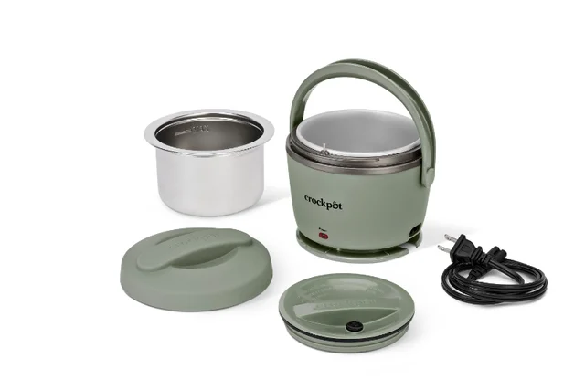  Crock-Pot Electric Lunch Box, Portable Food Warmer for Travel,  Car, On-the-Go, 20-Ounce, Moonshine Green, Keeps Food Warm & Spill-Free, Dishwasher-Safe