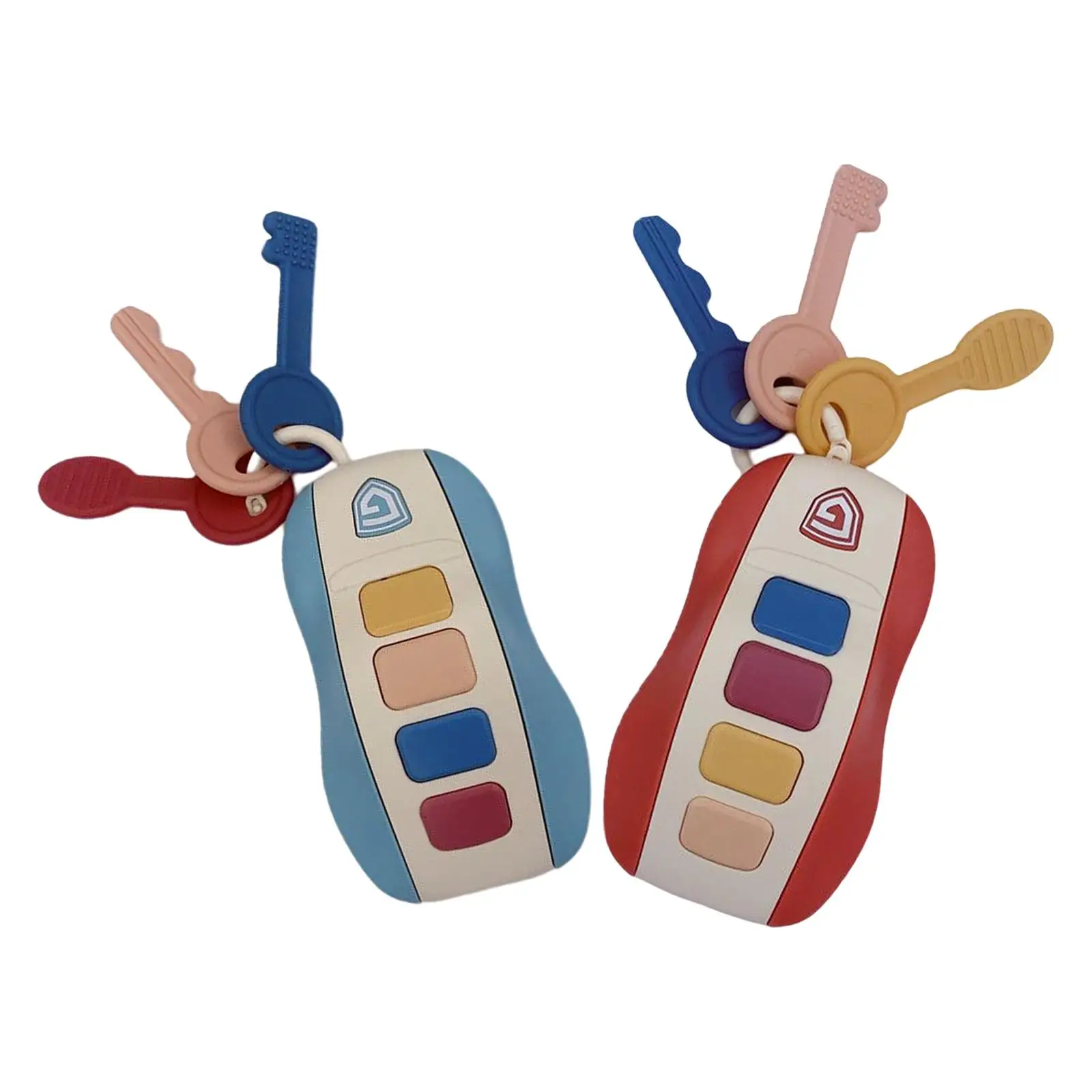 2Pcs Toy Car Keys on A Keychain Musical Smart Remote Key for Toddler Gifts