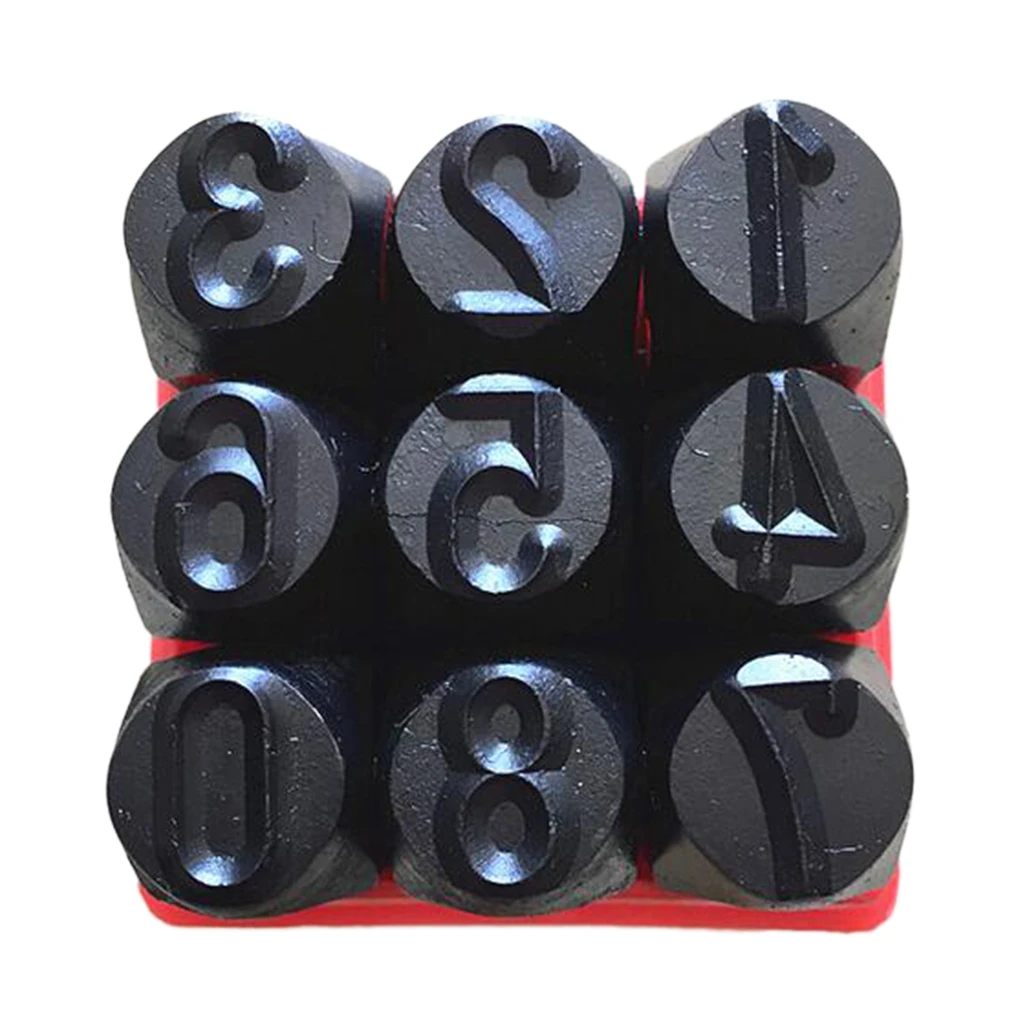 Durable 9pc 8mm Steel Letter Number Stamp Punch Set Metal Marking Tool