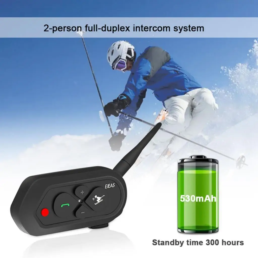 SKI10 Wireless Bluetooth Motorcycle Helmet Intercom for 2 skiers Interphone