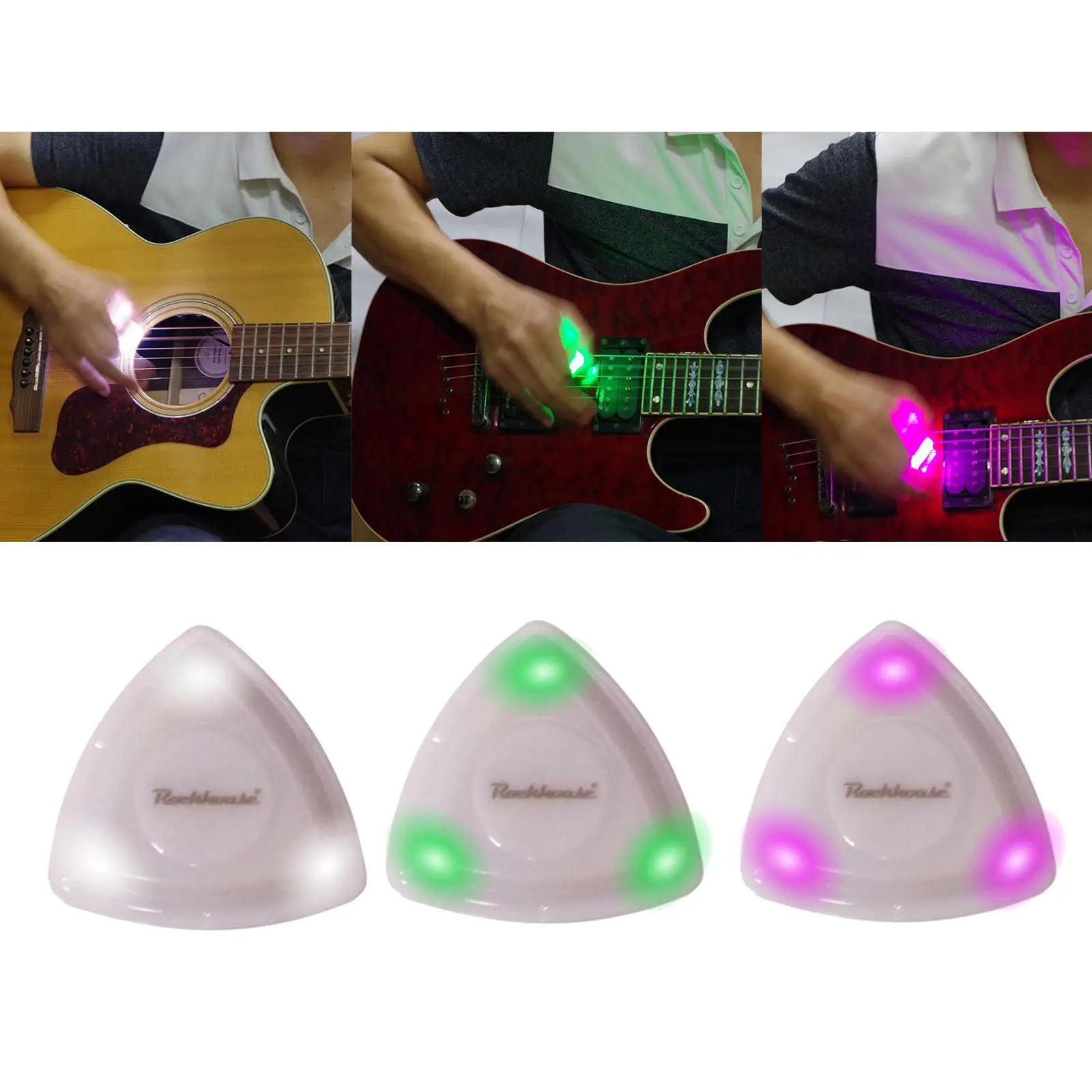 Unique Guitar Picks Medium Picks Plastic with LED Light, White/Green/ Guitar  for Bass Electric Guitar Acoustic guitarists
