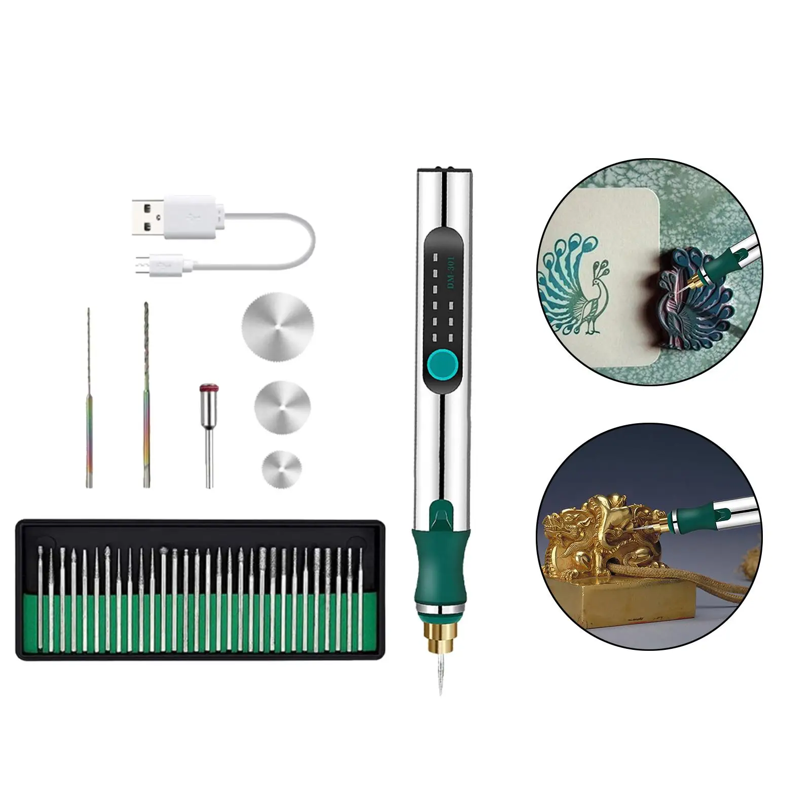 Micro-Engraver Pen with Scriber Rechargeable Professional Rotary Tool Kit Etching Pen for Metal Jewelry Etching Glass