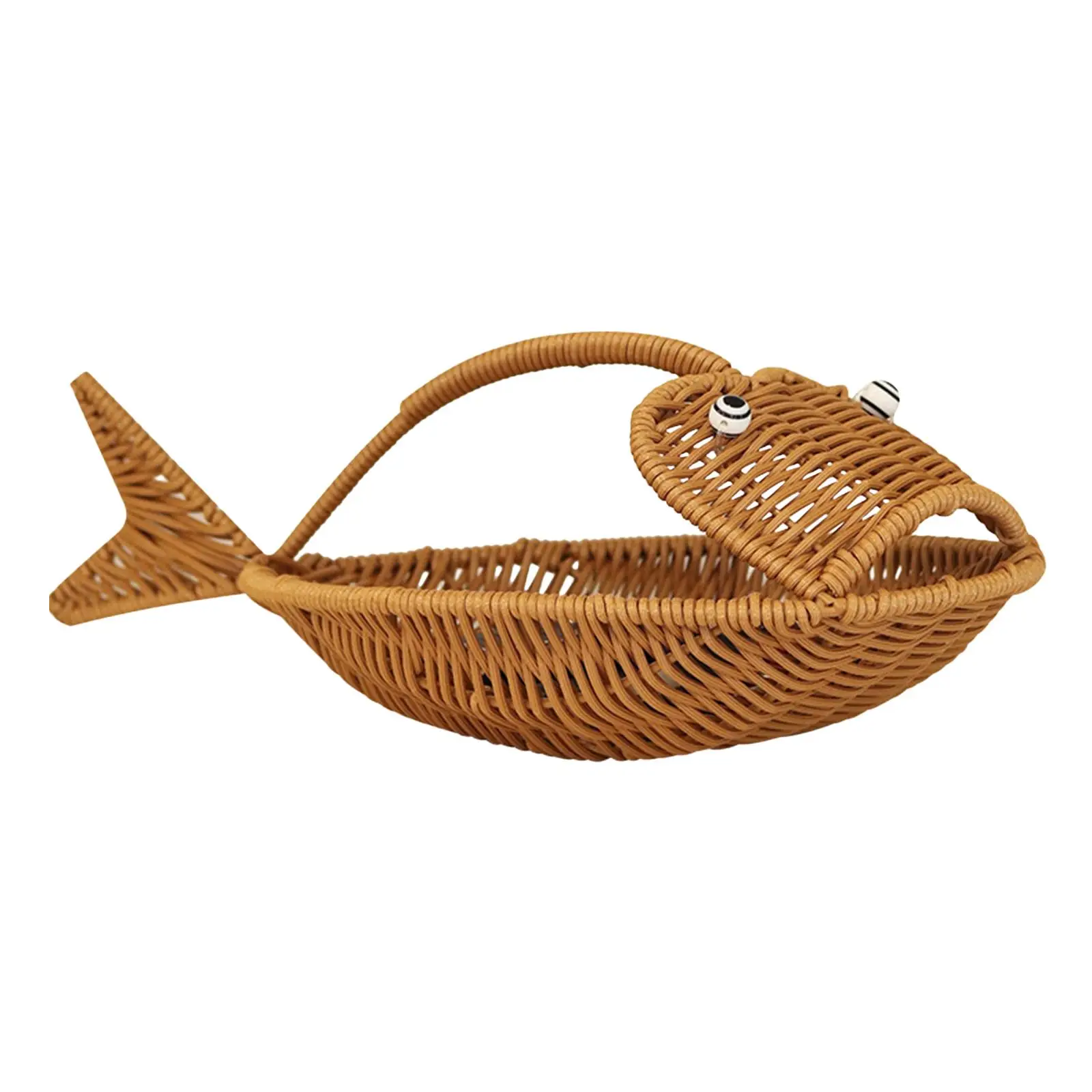 Wicker Vegetable Storage Storage Basket Cute Fish Shape Bread Baking Tray Rattan Bread Baskets for Camping Dining Room Picnic