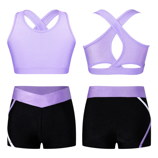 renvena Kids Girls Two-Piece Gym Tracksuit Sleeveless Tanks Crop Top with  Workout Leggings Set Dance Outfit Blue 6 : : Clothing, Shoes &  Accessories