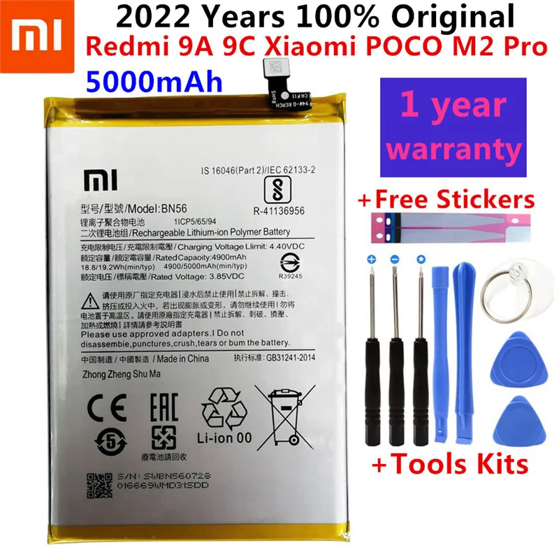 100% Original Replacement Battery BM4E BN56 BN62 For Xiaomi Mi Redmi Note 9 9T 9A 9C Pocophone Poco F1 POCO M2 Pro M3 Batteries phone battery charger