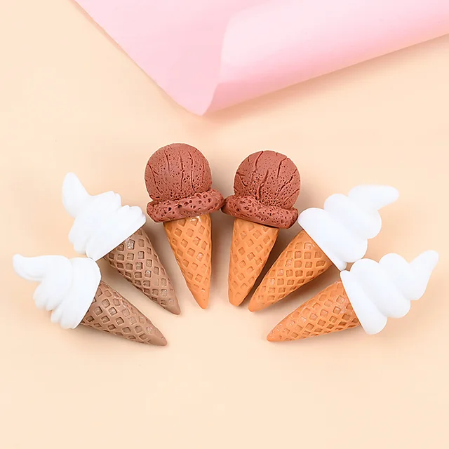 10Pcs Simulation Flower Ice Cream Miniature Figurines Resin