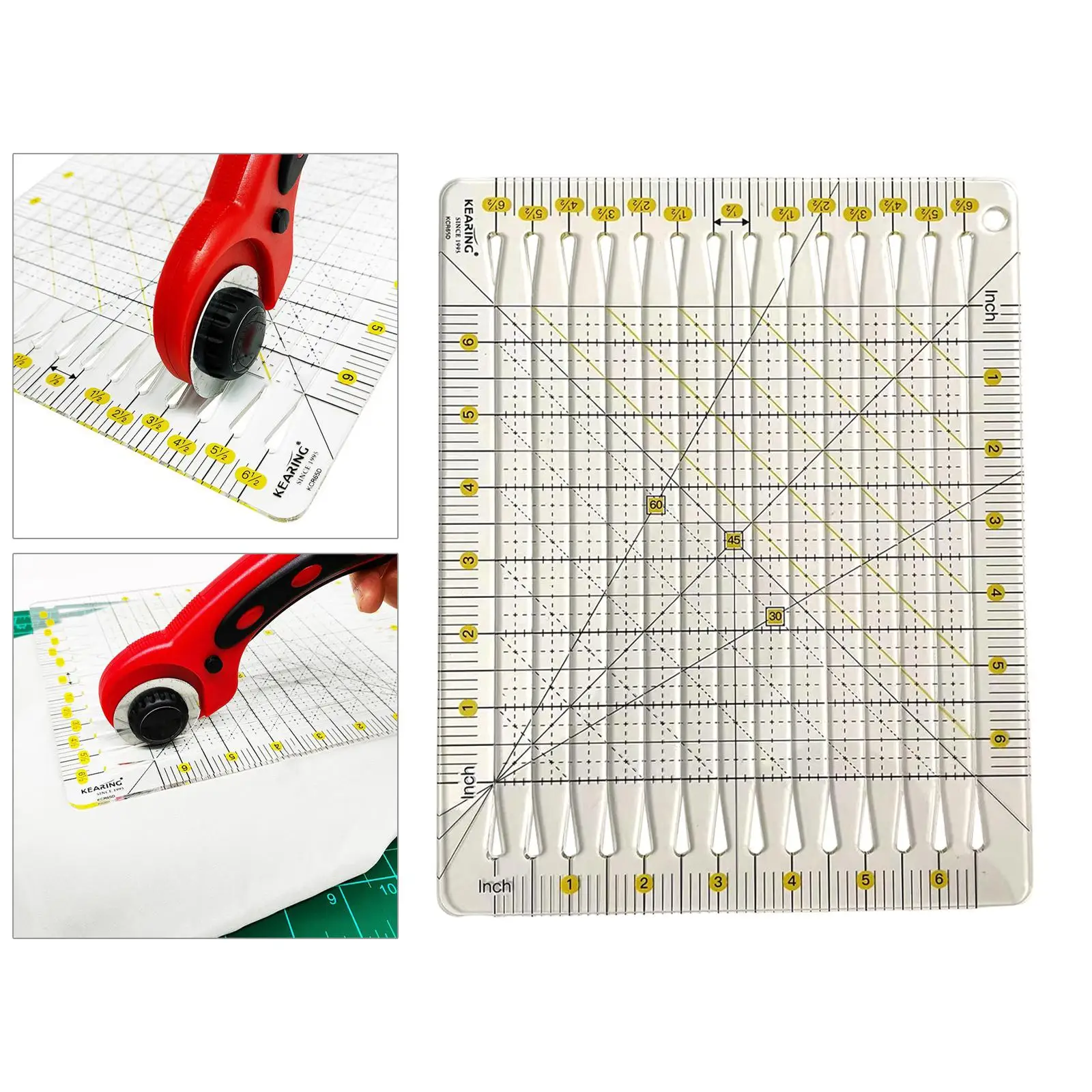 Transparent Patchwork Ruler with Grid Lines Stencils Multifunctional Cloth Cutting Sewing Ruler Template for Measuring  Tools