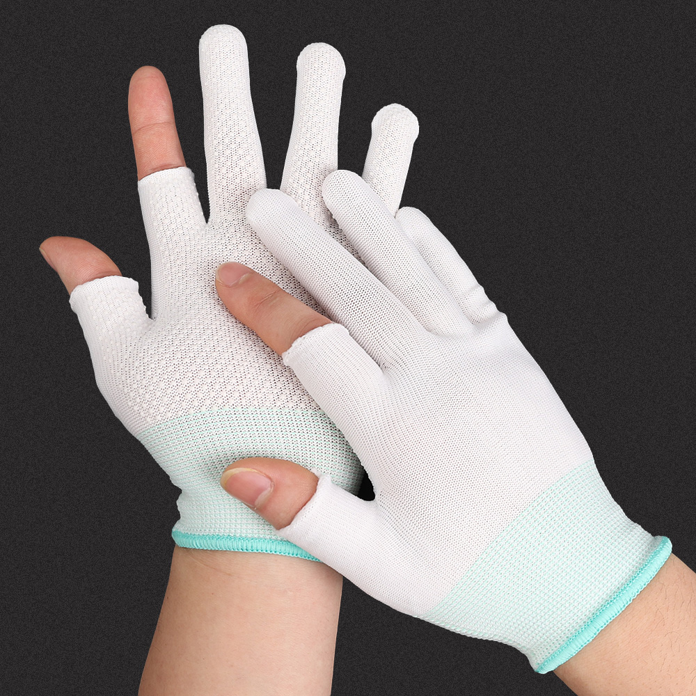Non-slip Nylon Gloves for Safety Work Outdoor Cycling Breathable Half Finger Gloves Mittens Men Fingerless Touchscreen Gloves