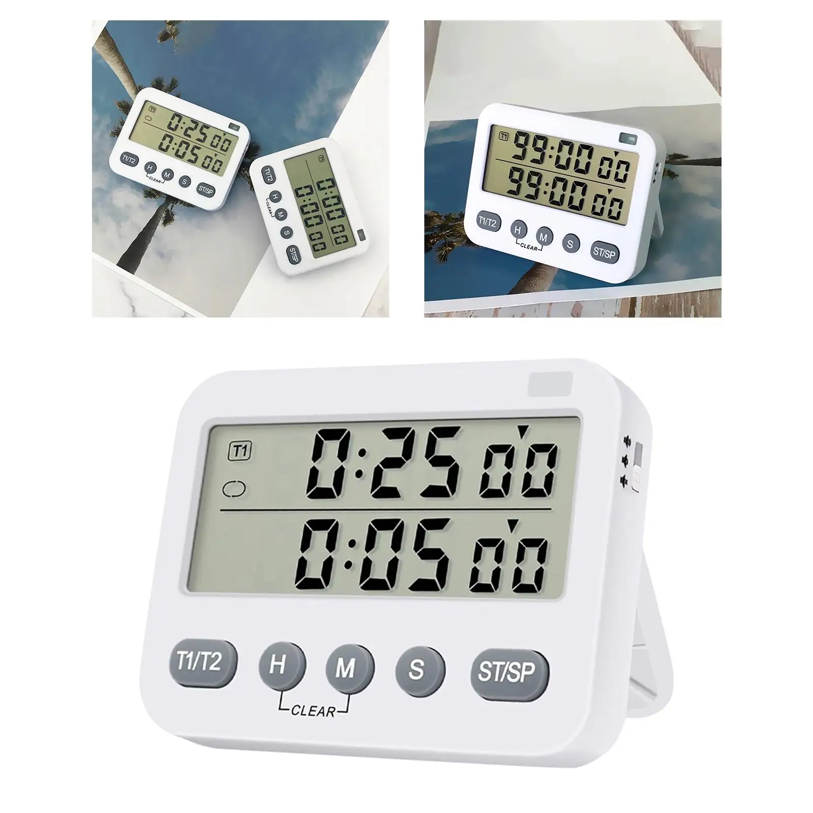 Dual Digital Timer with  Multipurpose Stopwatch with Bracket Durable Alarm