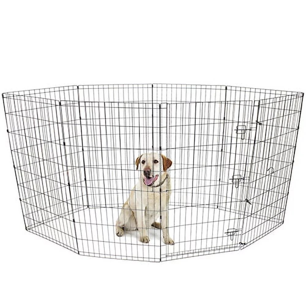 8Panel Pet Exercise Play Pen With Door Basket for Dog Houses and Habitats Cages f Houses
