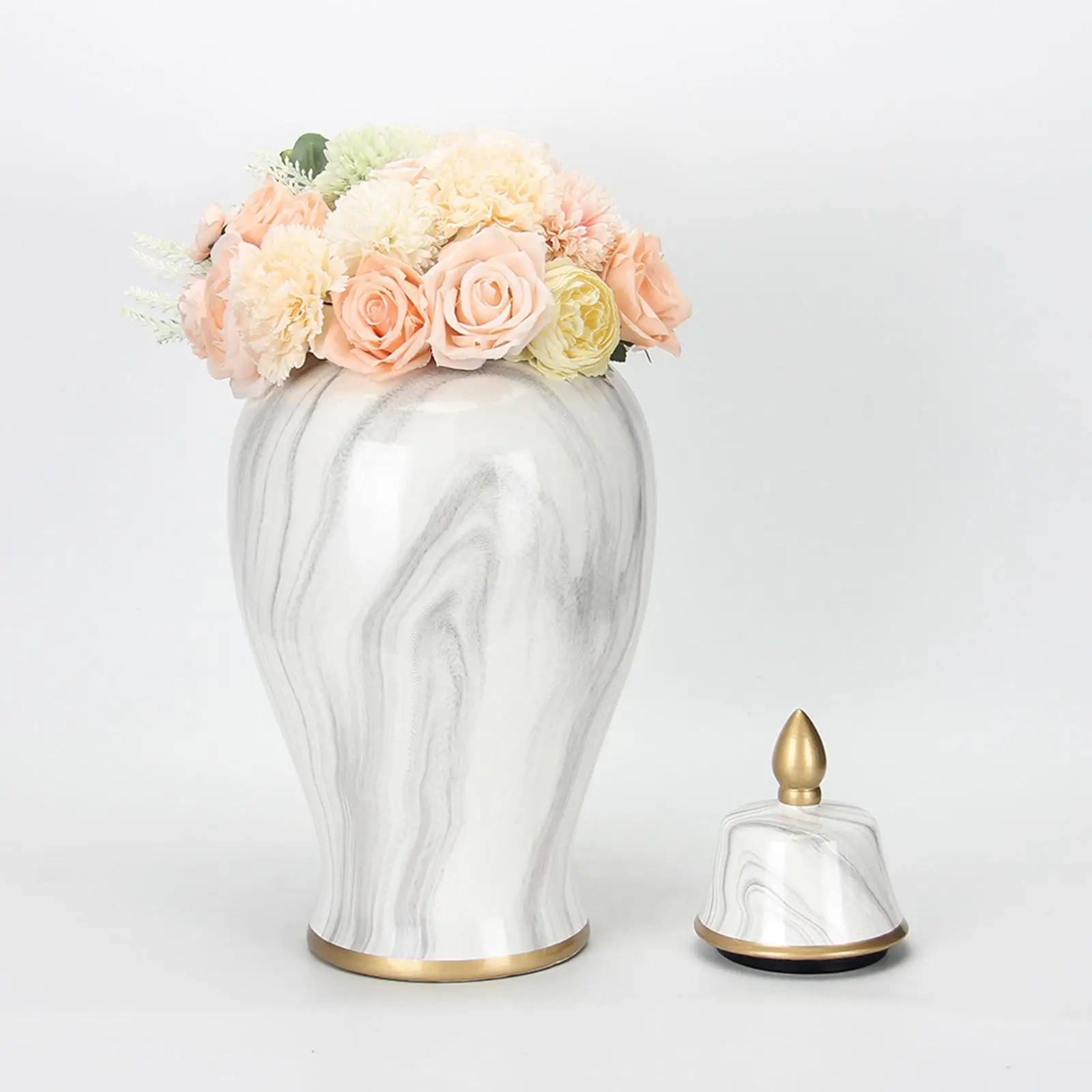 Classical Ceramic Ginger Jar Storage Jar Temple Jar Desktop Flower Vase for Collection Party Office Weddings Flower Arrangement