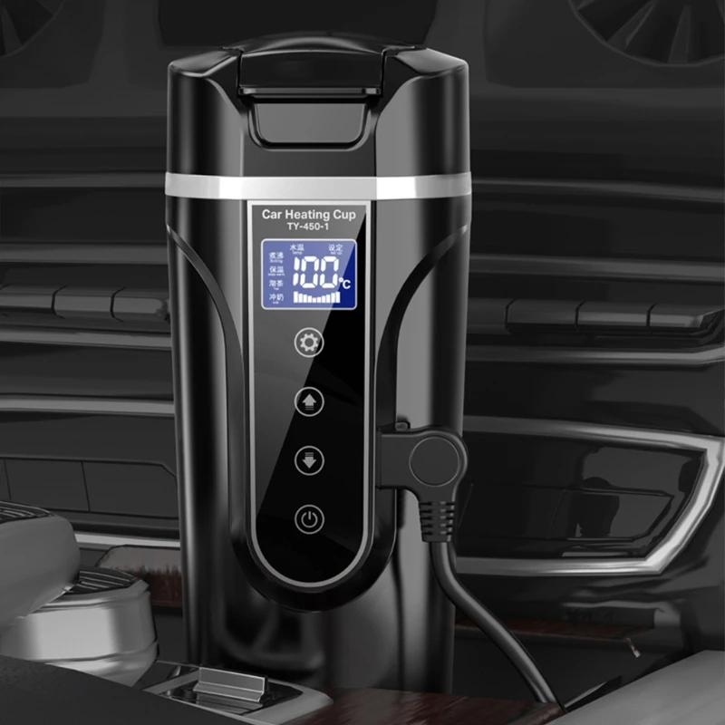 caneca térmica portátil para carro aço inoxidável aquecedor de água garrafa de carro chaleira caneca de café