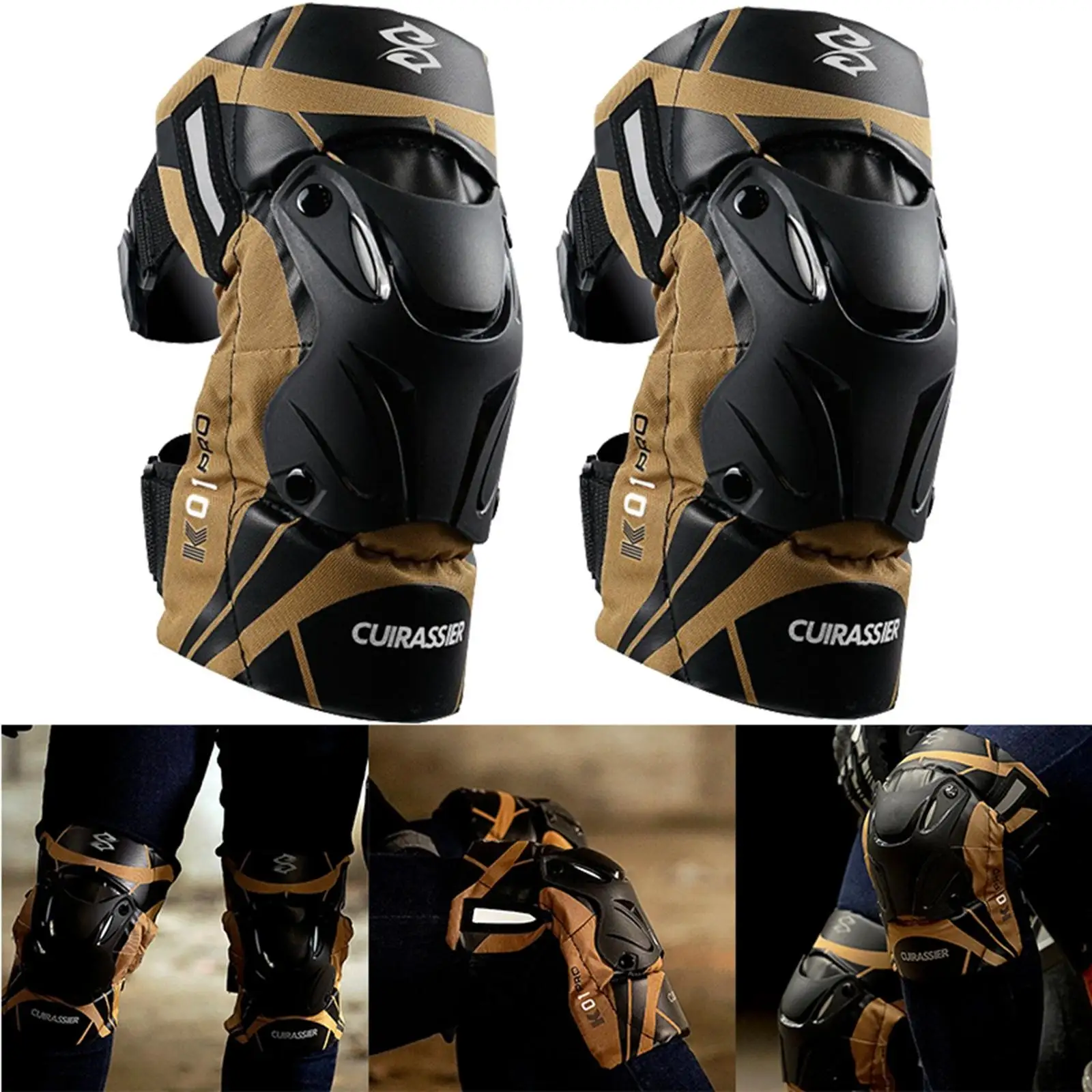 2x Motorcycle Knee Pads Adjustable Guard Fit for Motocross Racing Unisex